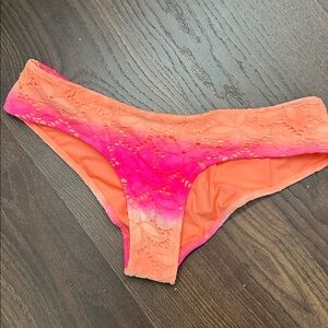 Victoria's Secret Neon Pink and Orange Lace Bikini Bottom